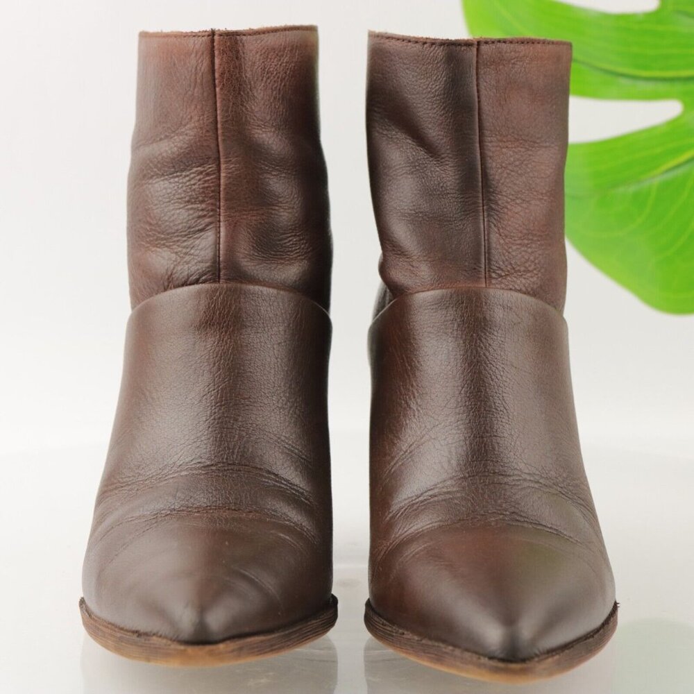 Franco Sarto Women's Mack Boot Size 7 Pointed Block Heel Brown Leather Comfy - Picture 4 of 12